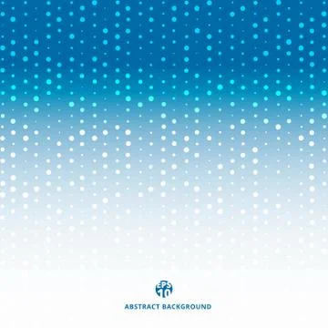 Abstract technology white dots pattern random on blue halftone background tex Illustrazione stock