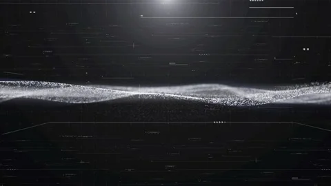 Abstract Technology White Particle Dynamic Structure Moving on HUD System Stock Footage 196718241