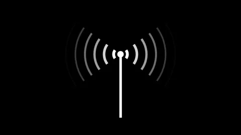 Abstract technology wireless signal icon white color animation. Black backg.. Stock Footage 303553533