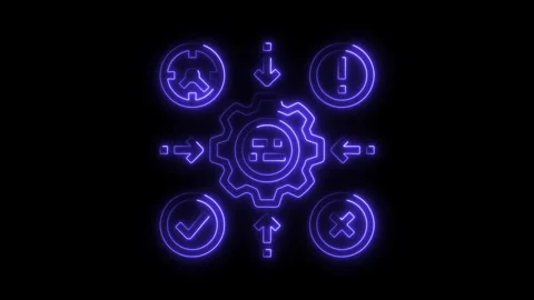 Abstract technology workflow with neon glow animation of settings configura.. Stock Footage 308193347