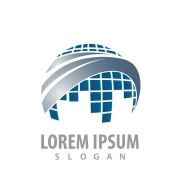 Abstract technology world blue sphere logo concept design. Symbol graphic tem Stock Illustration