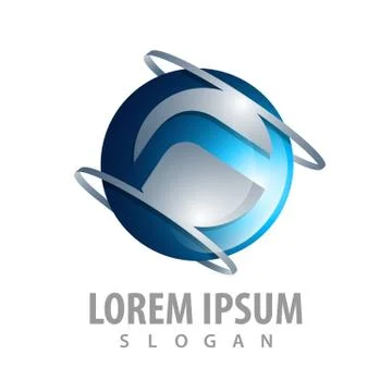 Abstract technology world blue sphere logo concept design. Symbol graphic tem Stock Illustration