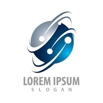Abstract technology world blue sphere logo concept design. Symbol graphic tem Stock Illustration