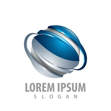 Abstract technology world blue sphere logo concept design. Symbol graphic tem Illustrazione stock