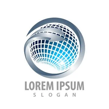Abstract technology world blue sphere logo concept design. Symbol graphic tem Stock Illustration