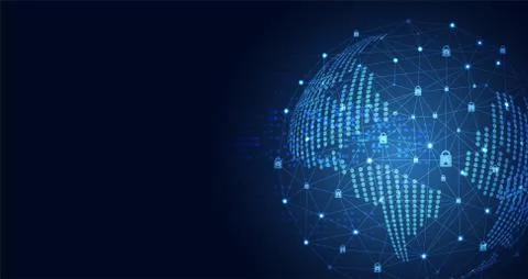 Abstract technology world cyber security privacy icon information network con イラスト素材