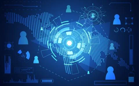 Abstract technology world digital link network connection, business man and m Stock Illustration