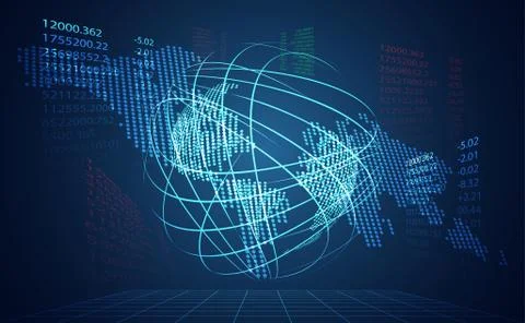 Abstract technology world digital link network connection and map dot link ui Stockillustratie