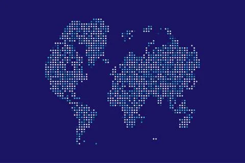 Abstract Technology World Map with round dots. Flat vector illustration EPS 1 Stock Illustration