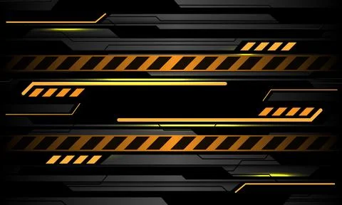 Abstract technology yellow light black circuit cyber futuristic grey metallic Stock Illustration