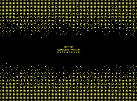 Abstract of technology yellow square geometric pattern on black background. Illustrazione stock