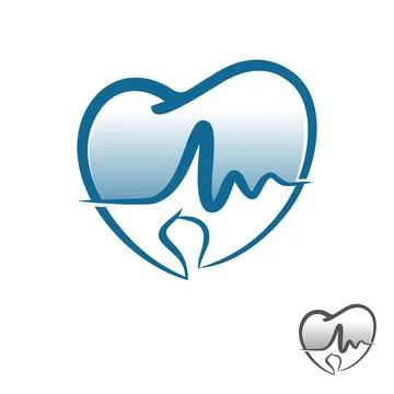 Abstract teeth outline style with pulse Stock Illustration