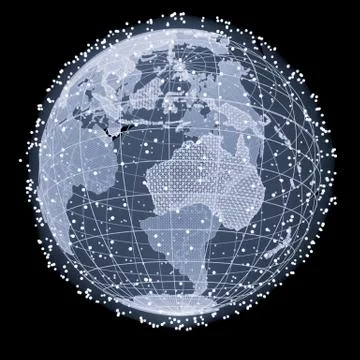 Abstract Telecommunication Earth Map Stock Illustration