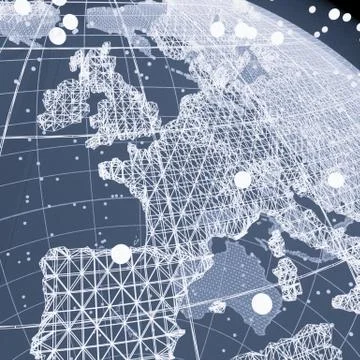 Abstract Telecommunication Earth Map Stock Illustration