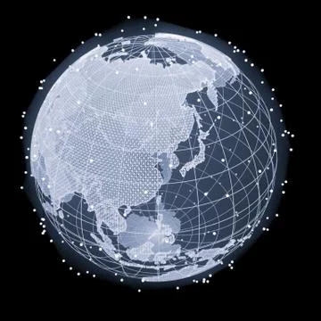 Abstract Telecommunication Earth Map Stock Illustration