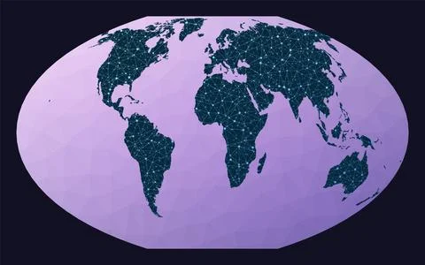Abstract telecommunication world map. McBryde-Thomas flat-polar quartic pse.. イラスト素材