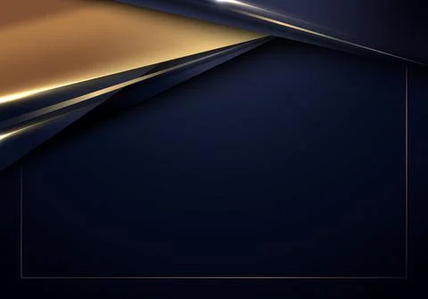Abstract template banner web design luxury style blue and golden metallic str Stock Illustration