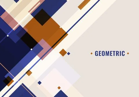 Abstract template blue and brown geometric squares shapes overlapping on whit Stock Illustration