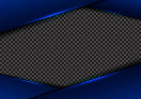 Abstract template blue frame layout metallic blue neon light on transparent b Illustrazione stock