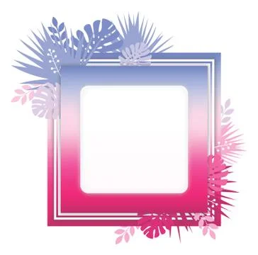 Abstract template with colorful gradient and tropical leaves. Stock Illustration