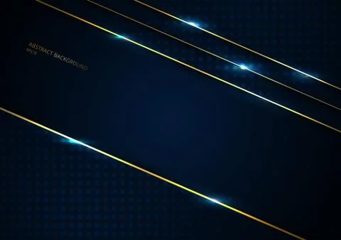Abstract template dark blue background geometric triangle shape with gold lin Illustrazione stock
