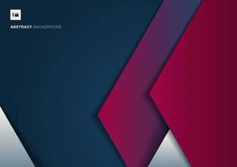 Abstract template geometric triangle white and pink color overlap on blue bac Stock Illustration