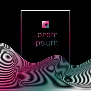 Abstract template line wave pattern vibrant green and pink color with rectang Stock Illustration