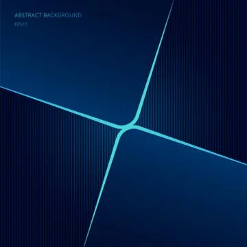 Abstract template square shape blue neon glowing technology lines on dark bac Stock Illustration
