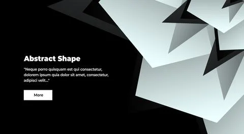 Abstract template for web banner with gray, white, black triangles on black Stock Illustration