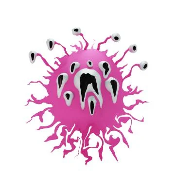 Abstract terrible microbe monster with many eyes and tentacles Stock Illustration