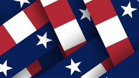 Abstract Texas flag background with red white and blue ribbons and lone stars Stock Illustration