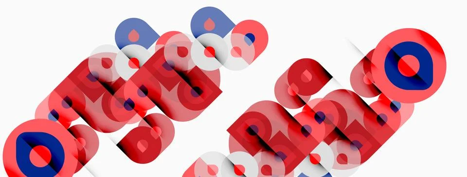Abstract text design. Red, white, blue colors dominate composition. Letters Stock Illustration
