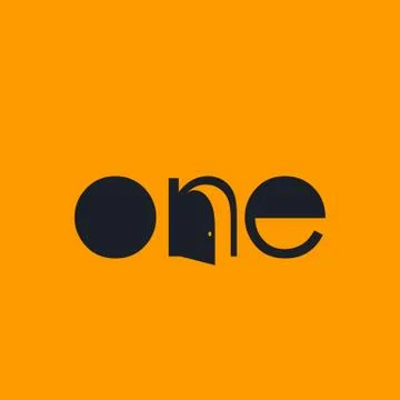 Abstract text One with an open door Stock Illustration