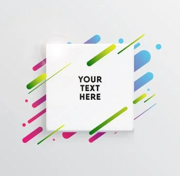 Abstract Textbox shape with trendy neon lines and circles. Illustrazione stock