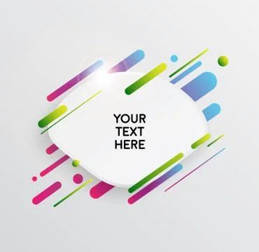 Abstract Textbox shape with trendy neon lines and circles. Illustrazione stock