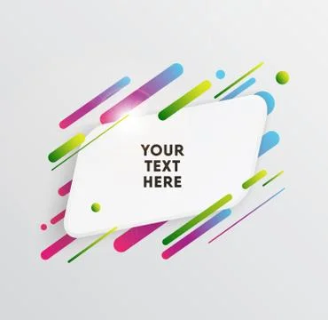 Abstract Textbox shape with trendy neon lines and circles. Illustrazione stock