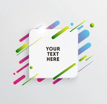Abstract Textbox shape with trendy neon lines and circles. Illustrazione stock