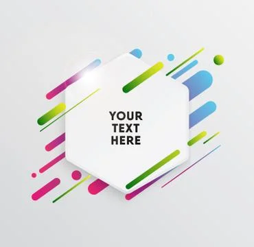 Abstract Textbox shape with trendy neon lines and circles. Illustrazione stock