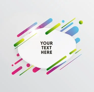 Abstract Textbox shape with trendy neon lines and circles. Illustrazione stock