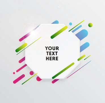Abstract Textbox shape with trendy neon lines and circles. Illustrazione stock