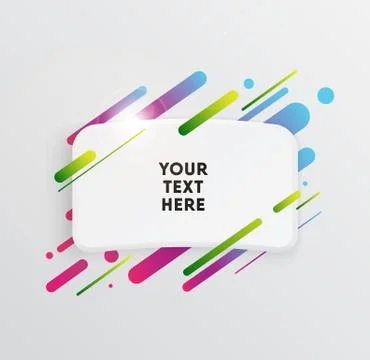 Abstract Textbox shape with trendy neon lines and circles. Illustrazione stock