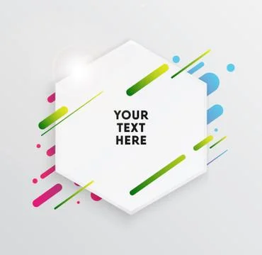 Abstract Textbox shape with trendy neon lines and circles. Illustrazione stock