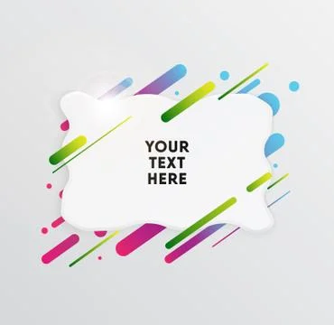 Abstract Textbox shape with trendy neon lines and circles. Illustrazione stock