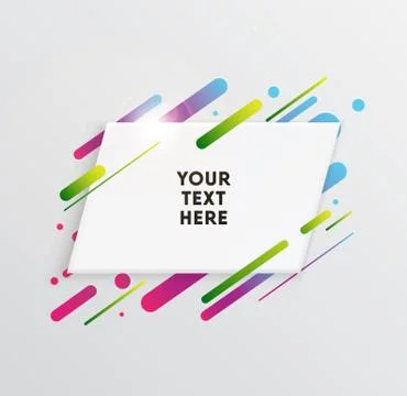 Abstract Textbox shape with trendy neon lines and circles. Illustrazione stock