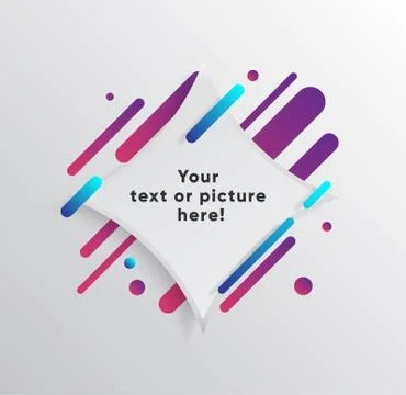Abstract Textbox shape with trendy neon lines and circles. Illustrazione stock