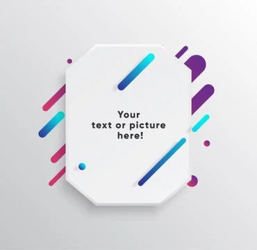 Abstract Textbox shape with trendy neon lines and circles. Illustrazione stock