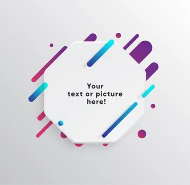 Abstract Textbox shape with trendy neon lines and circles. Illustrazione stock