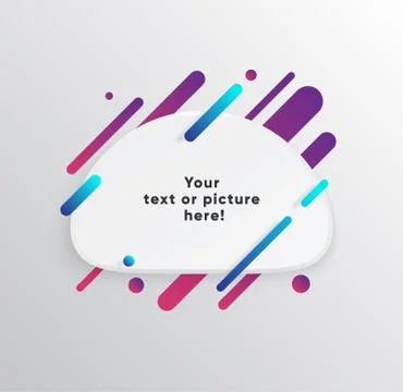 Abstract Textbox shape with trendy neon lines and circles. Illustrazione stock