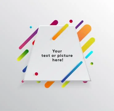 Abstract Textbox shape with trendy neon lines and circles. Illustrazione stock