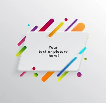 Abstract Textbox shape with trendy neon lines and circles. Illustrazione stock